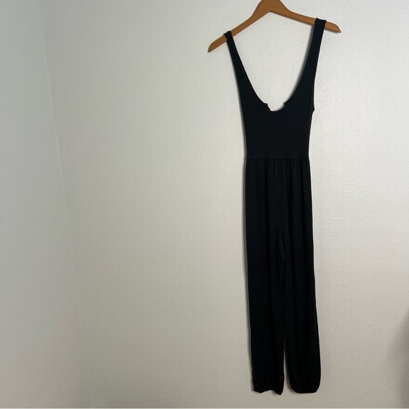 Out From Under for Urban Outfitters Black Waffle Knit Tie Back Jumpsuit Size S - Picture 9 of 13